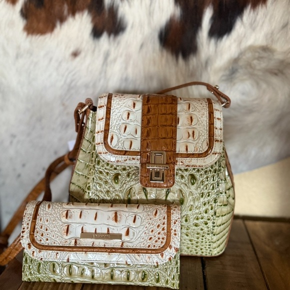 NWT SET ~ Brahmin Fern Williamette Green Margo with Cordelia Wallet - Picture 6 of 16
